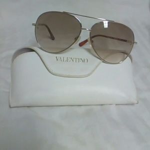 Valentino Gold Aviator Sunglasses in Red Havana